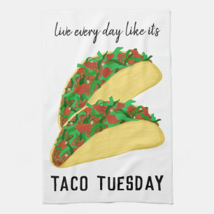 Linge De Cuisine Vivez chaque jour Comme c'est TACO MARDI Blanc