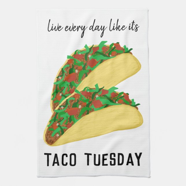 Linge De Cuisine Vivez chaque jour Comme c'est TACO MARDI Blanc (Vertical)