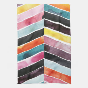 Linge De Cuisine Vivid aquarelle Chevron I