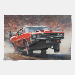 Linge De Cuisine Voiture rouge Vintage