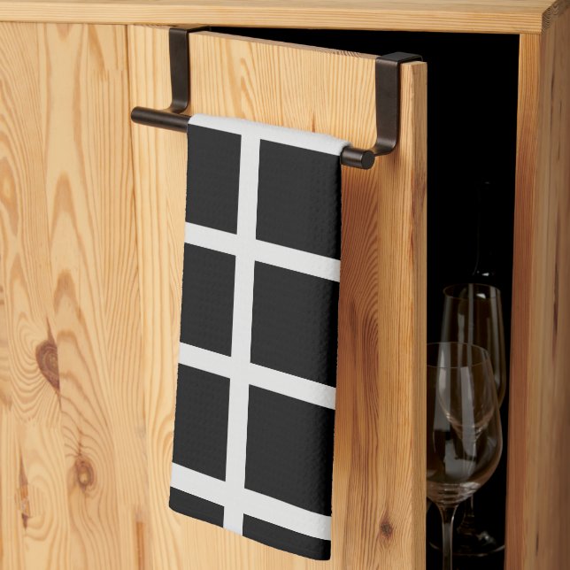 Linge De Cuisine Volet Fenêtre noir et blanc (Pliage en tiers)