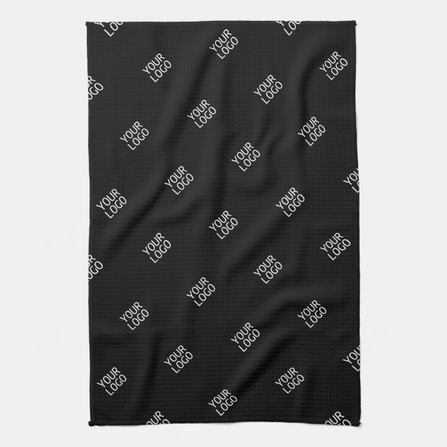 Linge De Cuisine Votre Motif de logo simple et répétitif | Noir (Vertical)