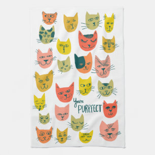 Linge De Cuisine Vous êtes Purrfect ! Chats mignons colorés Bleu