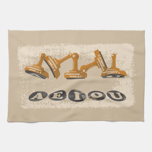 Linge De Cuisine Vowels AEIOU (Horizontal)