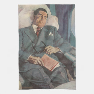 Linge De Cuisine Voyage d'affaires vintage, lecture sur l'avion