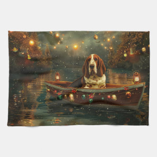 Linge De Cuisine Voyage de fête de Noël de Basset Hound