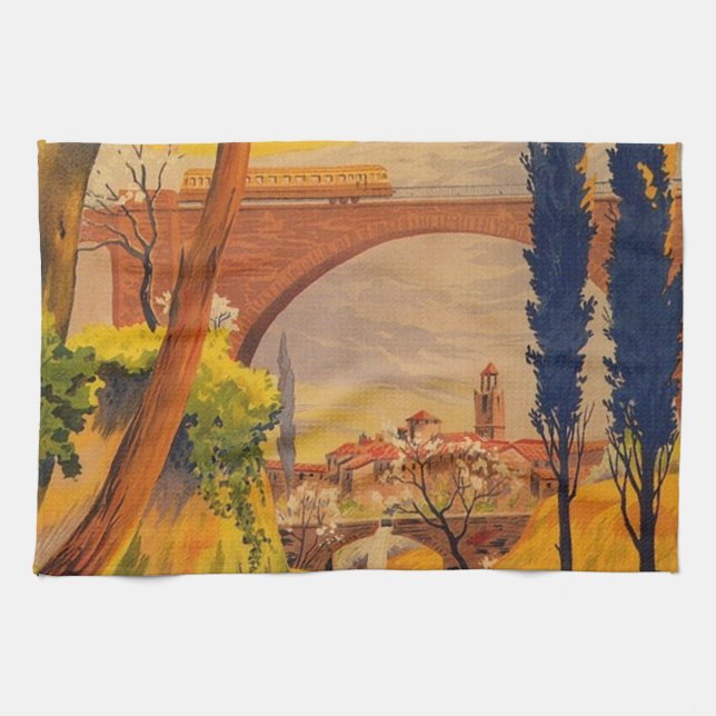 Linge De Cuisine Voyage ferroviaire vintage (Horizontal)
