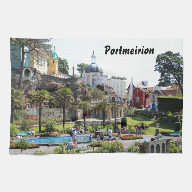 Linge De Cuisine Vue de centre de Portmeirion (Horizontal)