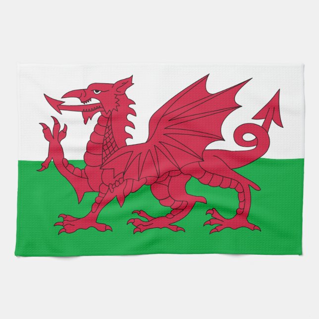 Linge De Cuisine Wales flag Kitchen Towels (Horizontal)