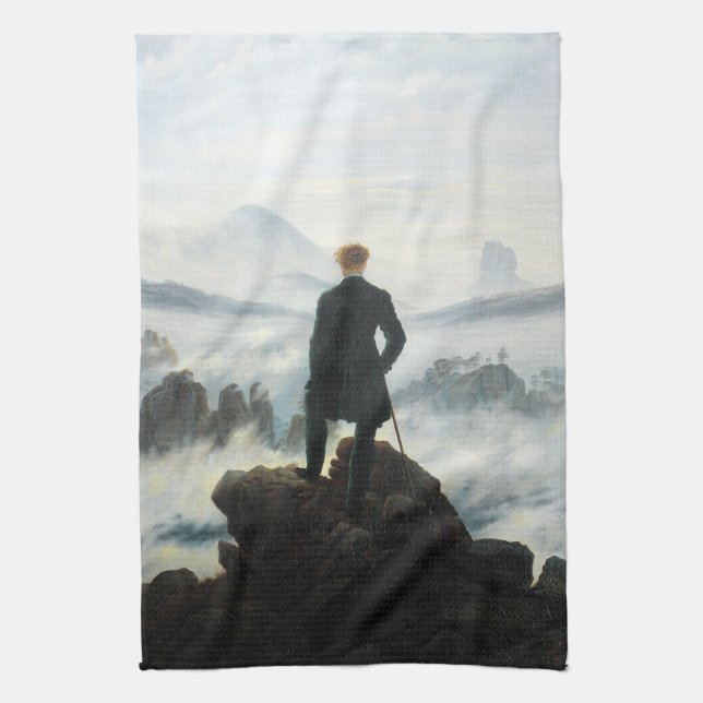 Linge De Cuisine Wanderer au-dessus de la mer de brouillard, Friedr (Vertical)