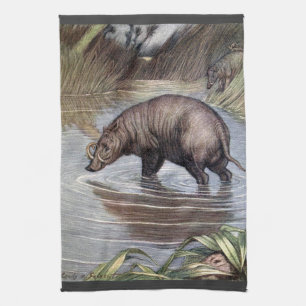 Linge De Cuisine Warthog par Louis Sargent, Vintage Wild Animals