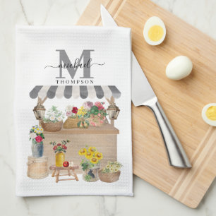 Linge De Cuisine Watercolor Farmer's Market Flower Cart Cuisine