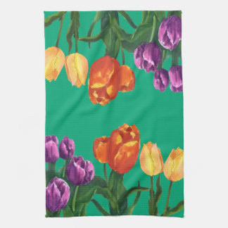 Linge De Cuisine Watercolor Tulip Fields Kitchen Towels