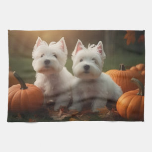 Linge De Cuisine West Highland White Terrier Chiot Citrouille d'aut