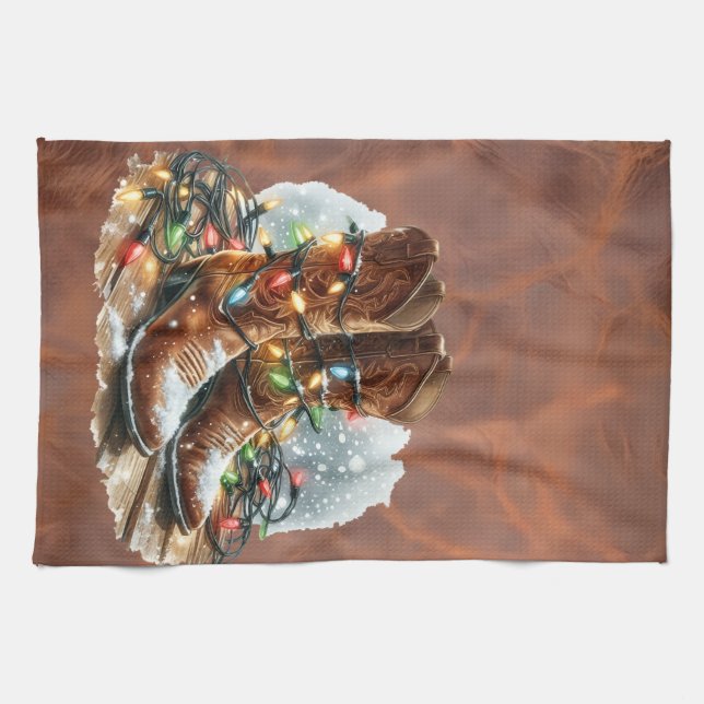 Linge De Cuisine Western Christmas  (Horizontal)