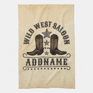 Linge De Cuisine Western Cowboy Boots AJOUTER LE NOM Sheriff Spurs 