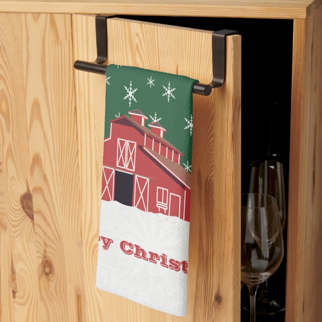 Linge De Cuisine Western Farm Ranch Red Grange Noël (Pliage en tiers)