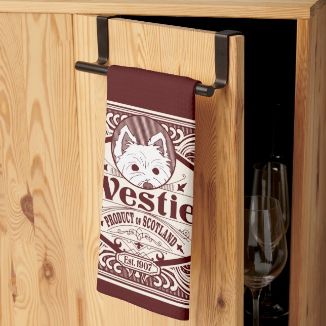 Linge De Cuisine Westie antique produit écossais (Pliage en tiers)