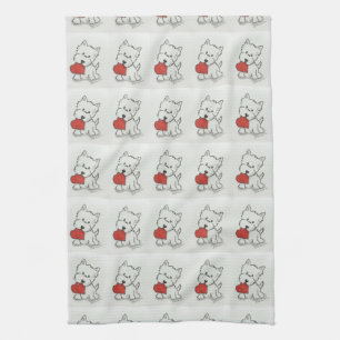 Linge De Cuisine Westie avec le coeur