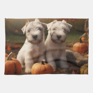 Linge De Cuisine Wheaten Terrier chiot Automne Citrouille délice