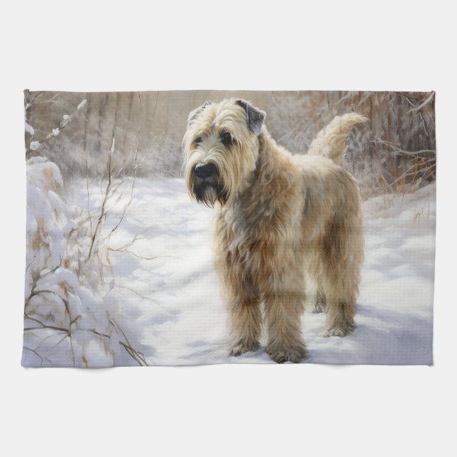 Linge De Cuisine Wheaten Terrier Laisser neiger Noël (Horizontal)