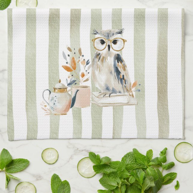 Linge De Cuisine  Whimsical Watercolor Tea Time Bear Kitchen Towels (Plié)