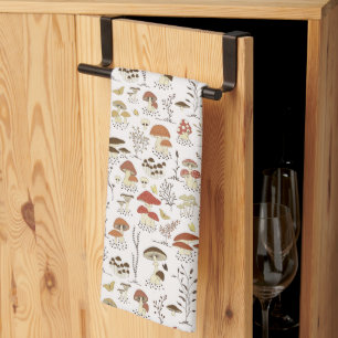 Linge De Cuisine Whimsical Woodland Champhrooms Motif