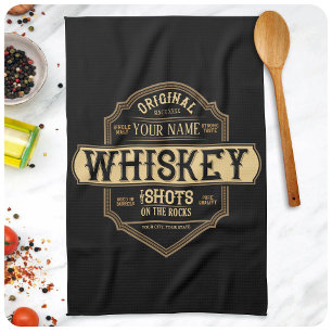 Linge De Cuisine Whiskey personnalisé sur le Rocks Liquor Étiquette