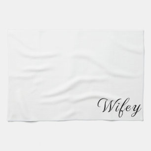 Linge De Cuisine Wifey moderne noir Script femmes blanches