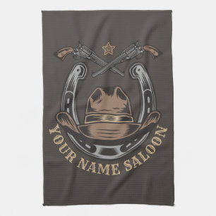 Linge De Cuisine Wild West Revolver Horseshoe Western Cowboy Saloon