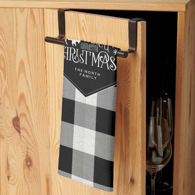 Linge De Cuisine Wild Wonderful Christmas Black Buffalo Plaid ID604 (Pliage en tiers)