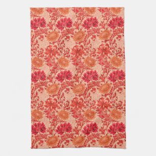 Linge De Cuisine William Morris Chrysanthemums, Coral Orange
