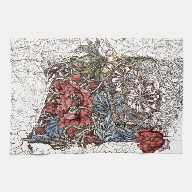 Linge De Cuisine William morris fleurs élégante illustration floral (Horizontal)