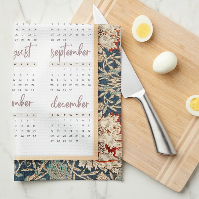 Linge De Cuisine William Morris Floral 2026 Calendrier | (Quart Plié)