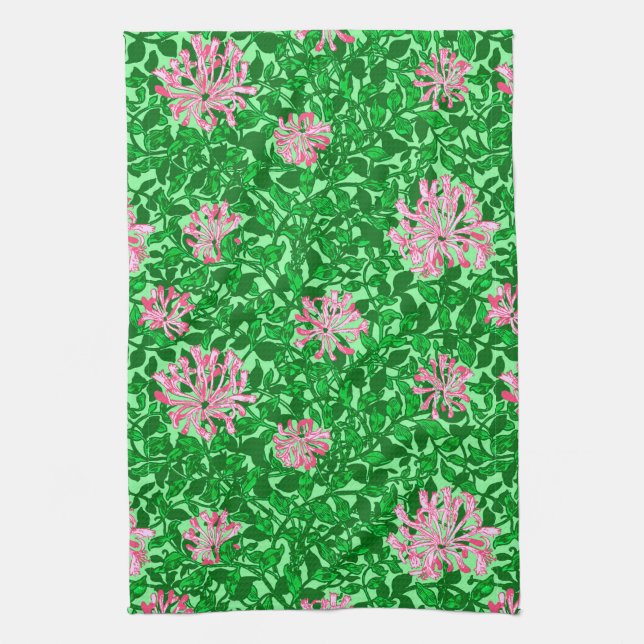 Linge De Cuisine William Morris Honeysuckle, rose et vert (Vertical)