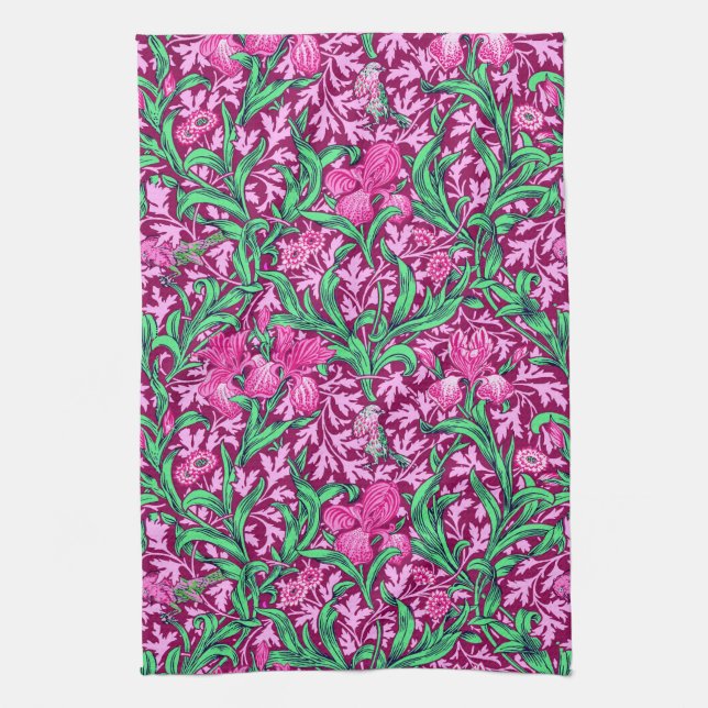 Linge De Cuisine William Morris Irises, Fuchsia Pink and Wine (Vertical)