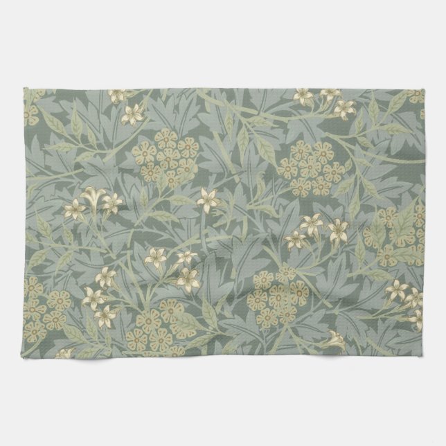 Linge De Cuisine William Morris Jasmine Bleu Vert Art Botanique (Horizontal)