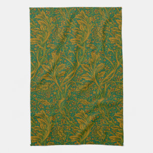 Linge De Cuisine William Morris Motif Arcadia Floral Vert Doré