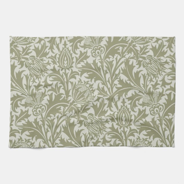 Linge De Cuisine William Morris Thistle Sage Green Motif (Horizontal)
