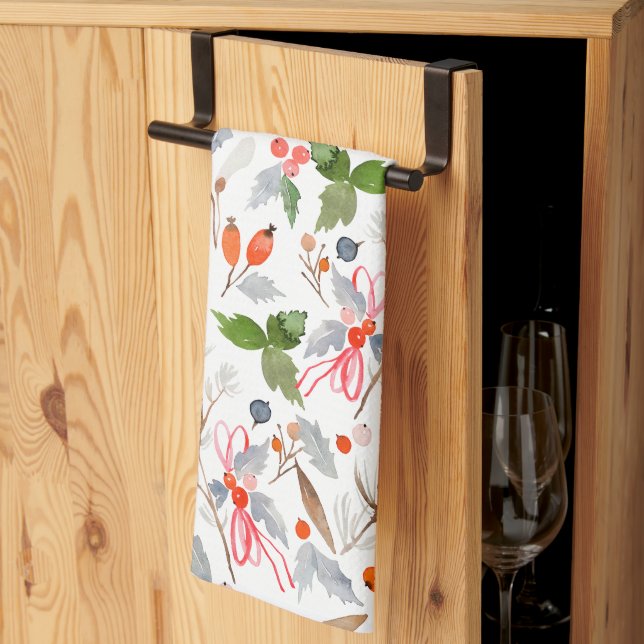 Linge De Cuisine Winter Botanical Berries & Foliage Holiday (Pliage en tiers)