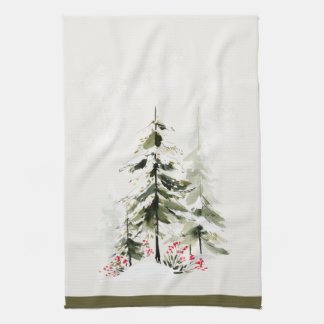 Linge De Cuisine Winter Forest Watercolor Christmas