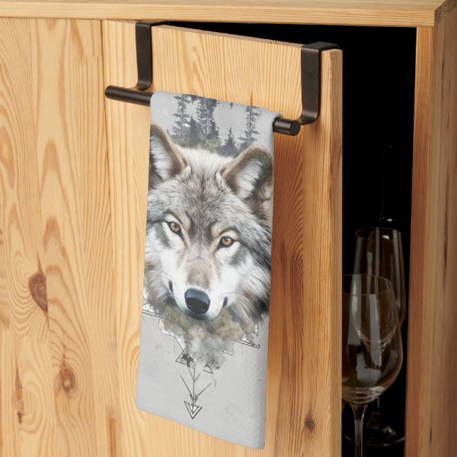 Linge De Cuisine Wolf Wolf Nature animale Art de la faune (Pliage en tiers)