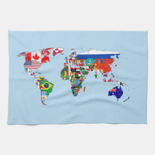 Linge De Cuisine World Map of Flags Kitchen Towels