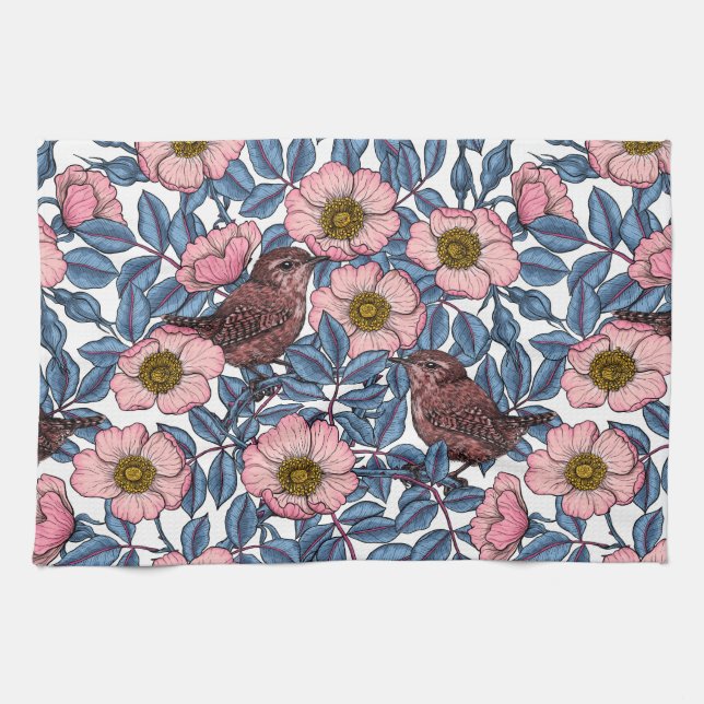 Linge De Cuisine Wrens en rose (Horizontal)