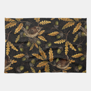 Linge De Cuisine Wrens et cors sur noir