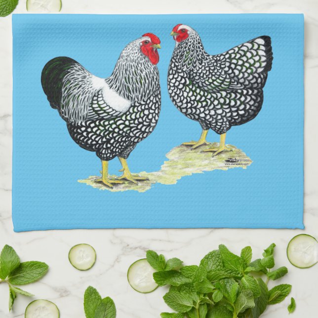 Linge De Cuisine Wyandottes Paire en argent (Plié)