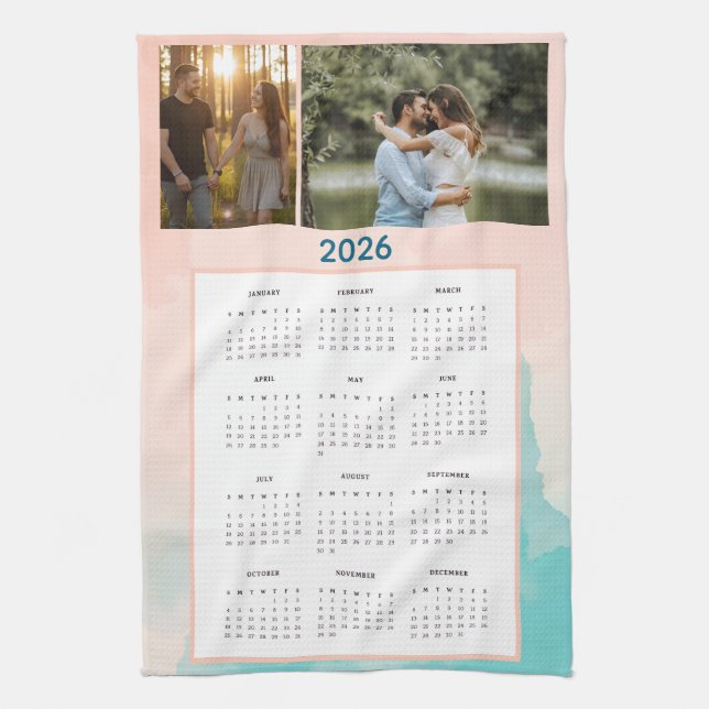 Linge De Cuisine Year 2026 Custom Photo Calendar Kitchen Towel (Vertical)