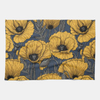 Yellow poppies on navy
