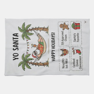 Linge De Cuisine Yo Santa Drôle de Noël d'été Tropical Fêtes