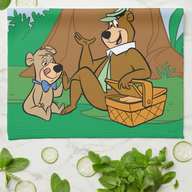 Linge De Cuisine Yogi Bear et Boo-Boo pique-nique Snack (Plié)